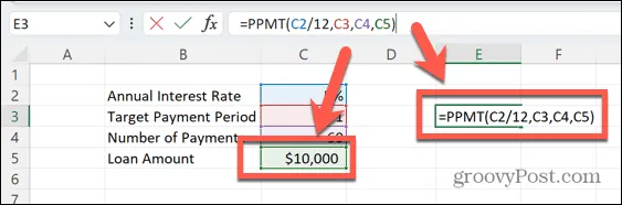 use-PPMT-excel-pv