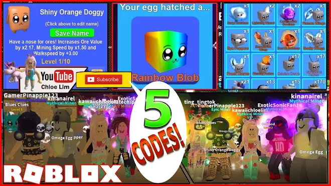 Roblox Mining Simulator Gameplay! 5 NEW CODES SHINIES UPDATE and Hatching all my mythical eggs!