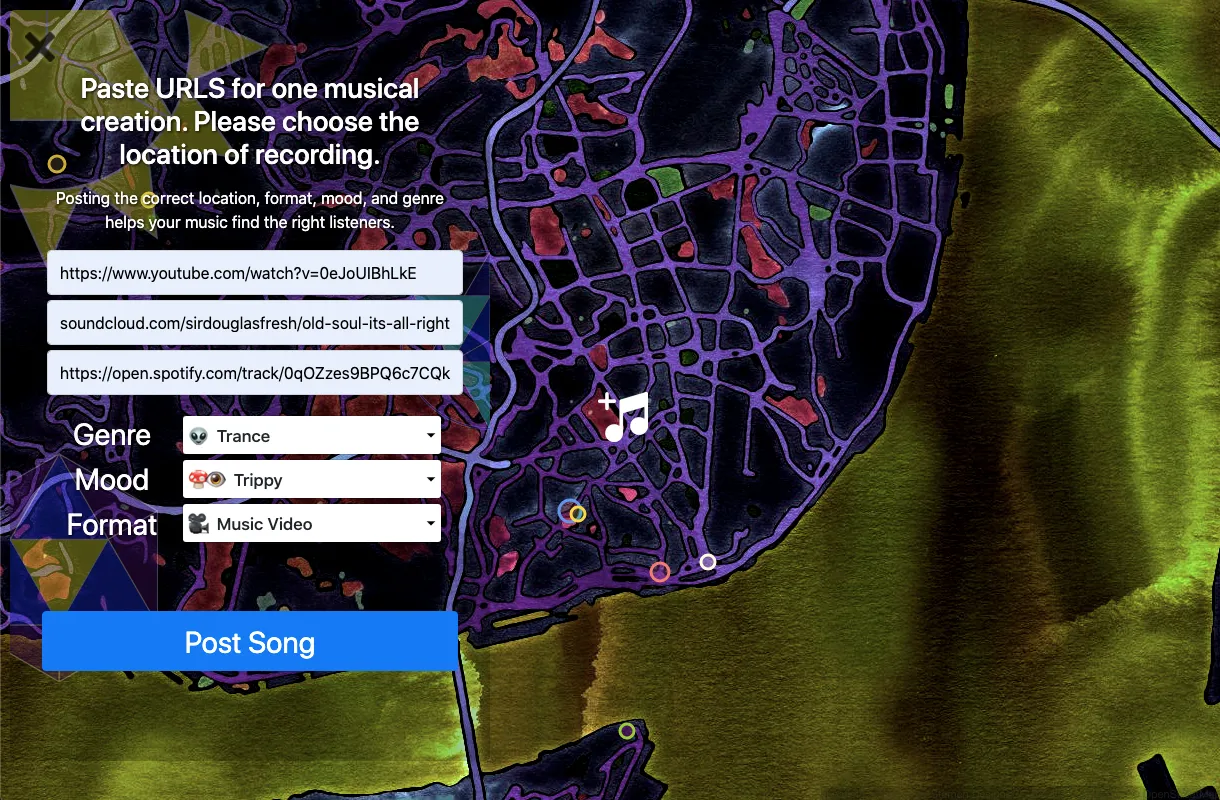 Adding your music on cXc is really this easy! Just double-click the location you recorded the music