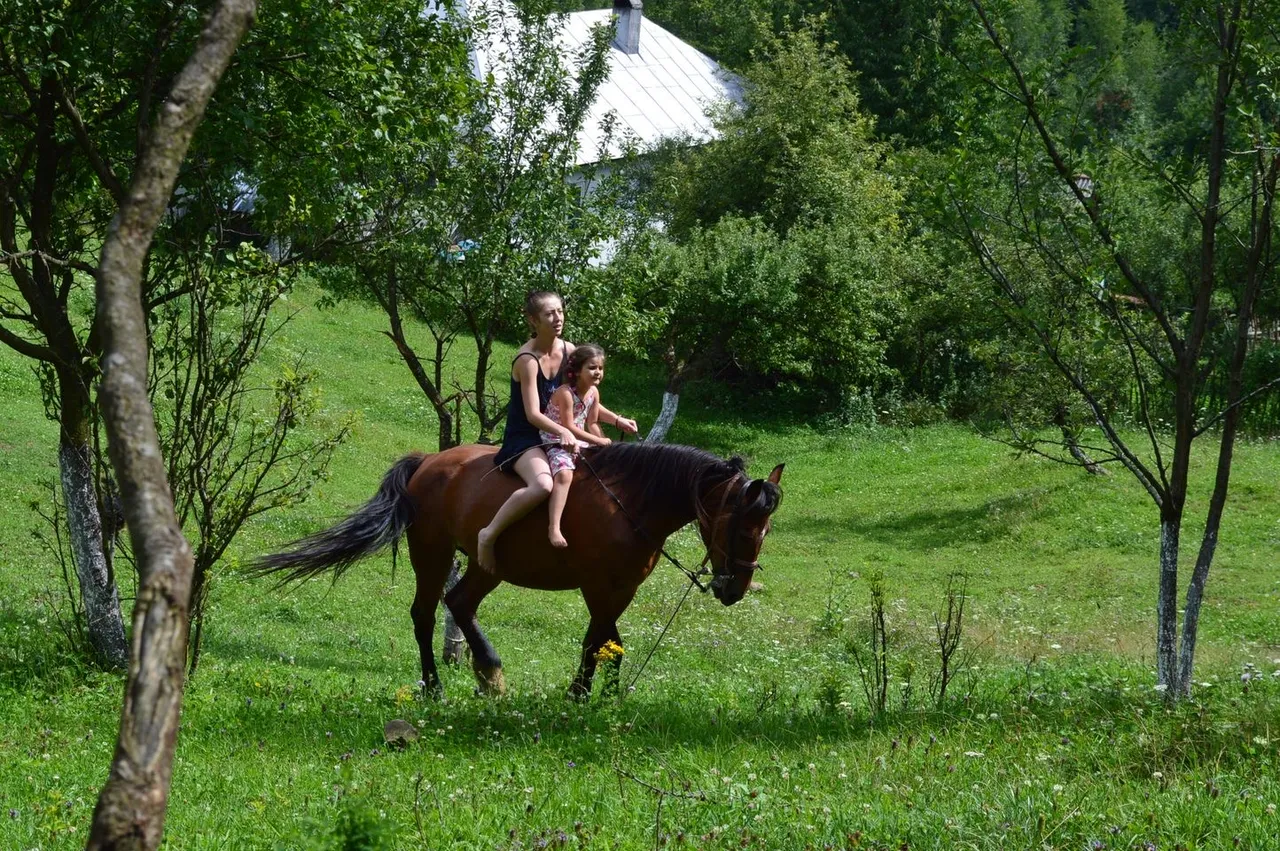 Stela the most amazing horse, letting one to ride her without any equipment. In this picture is Radha, a lil girl I used to babysit back to Romania, more than 15years ago, and me. One of our coolest day together in nature .