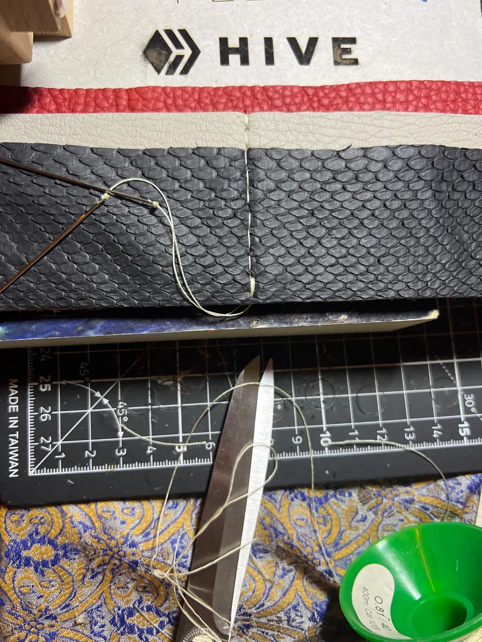 The Middle of the inside being stitched