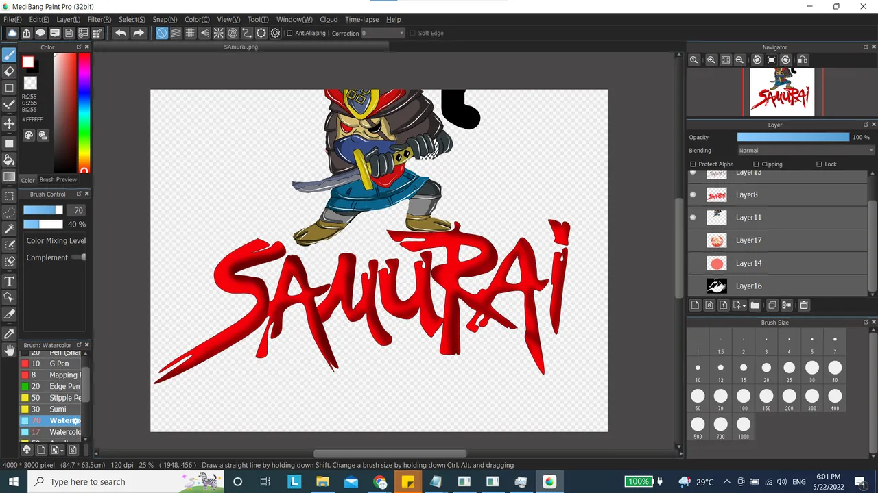 Step 3 - Samurai Cartoon Drawing