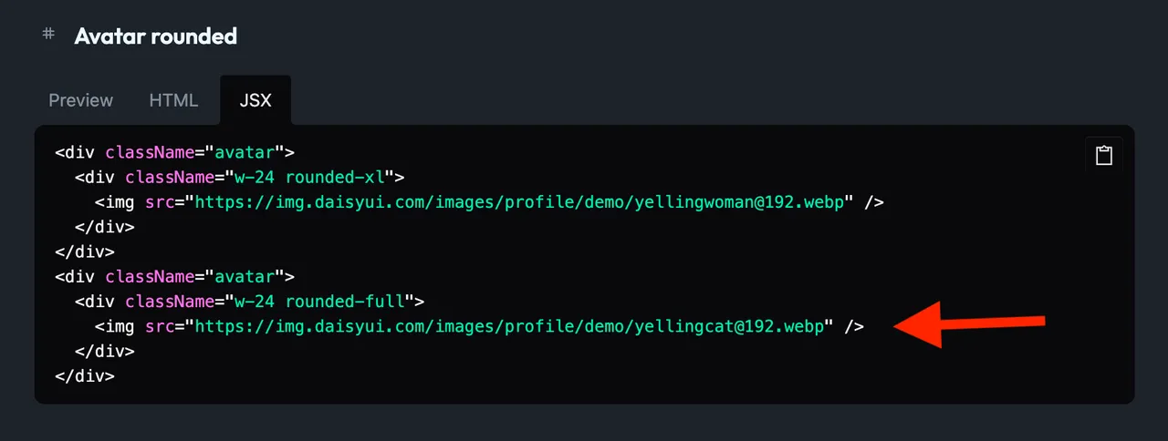 JSX snippet for avatar