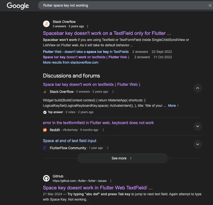 Google search screenshot