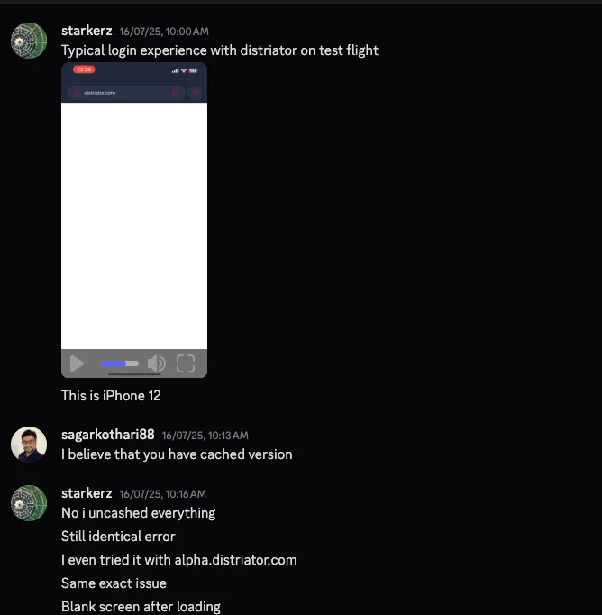 blank white screen issue screenshot