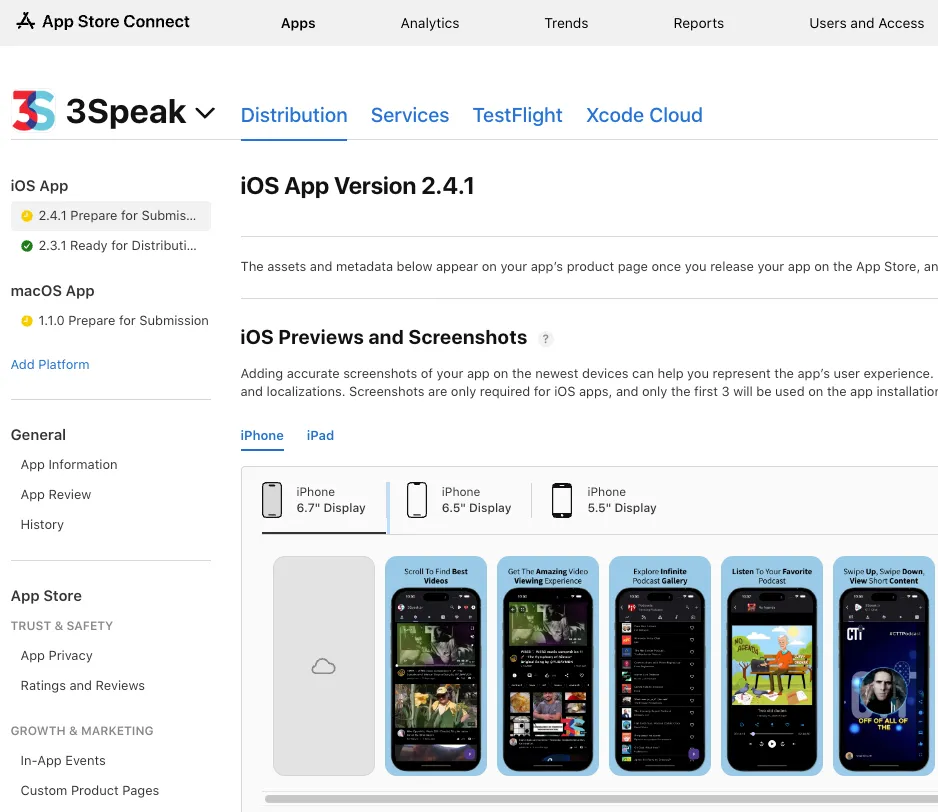 AppStoreConnect 3Speak
