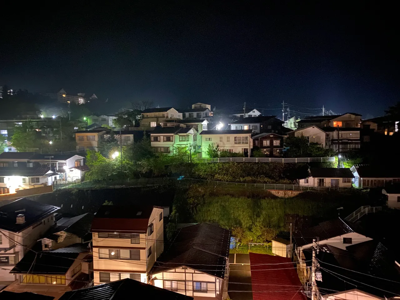 View at night. Quiet town. Didn't see any ghosts. Haha!