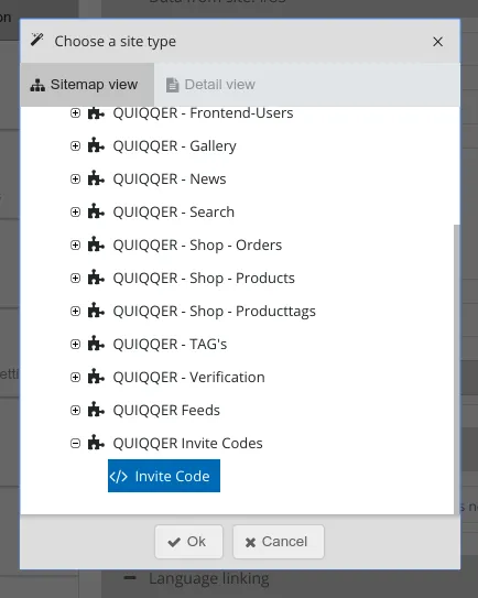 QUIQQER Site Type