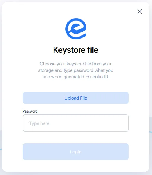 essentia app login page