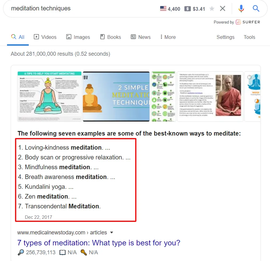find LSI keywords in Google search