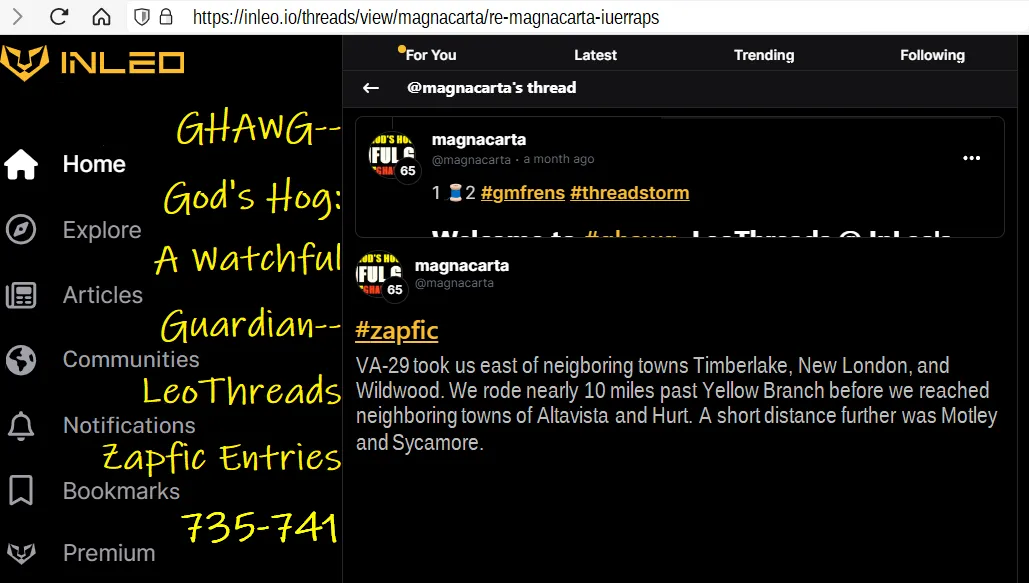 GHAWG-- God's Hog: A Watchful Guardian-- LeoThreads Zapfic Entries 735-741