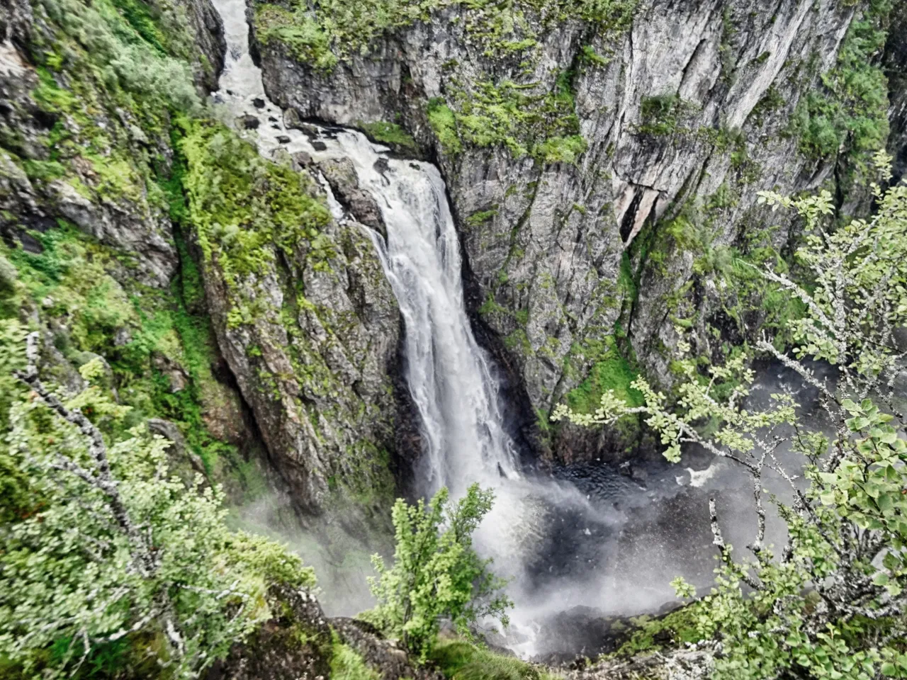 The Voringsfossen fall from above.