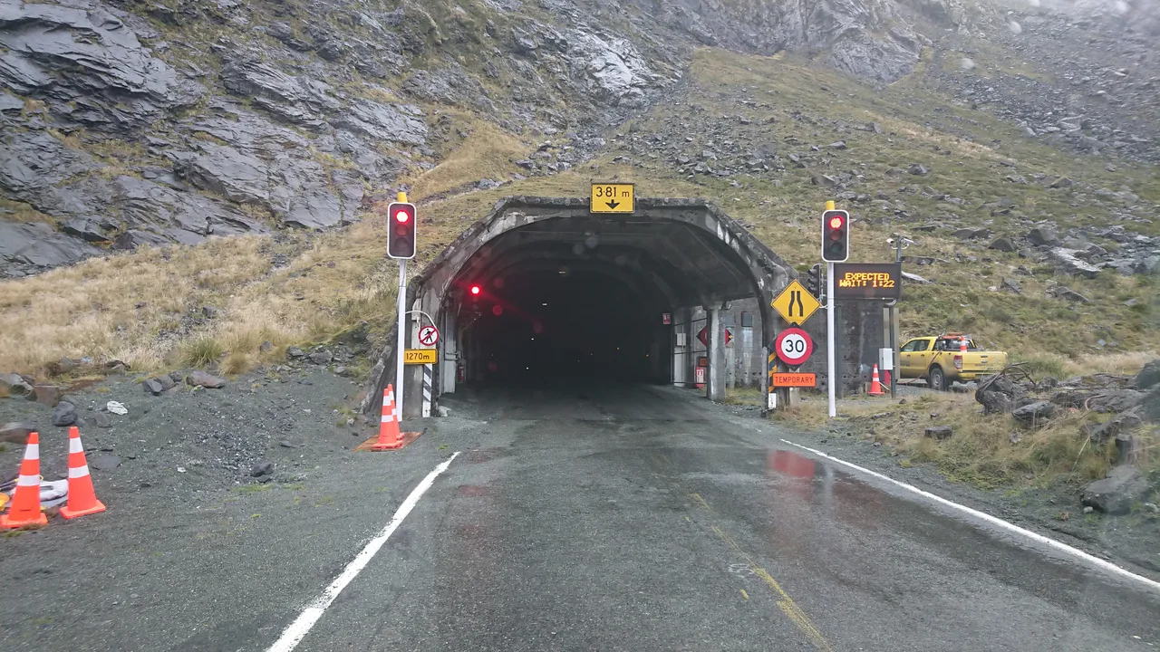 The grand entrance to Homer Tunnel... a bit dark in there isn't it?