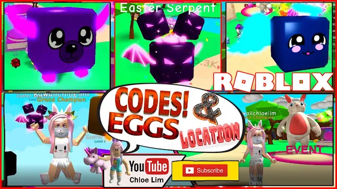 Roblox Bubble Gum Simulator Gameplay! All 10 Easter Egg Location! 3 NEW Codes! Hatching some Easter Serpent!