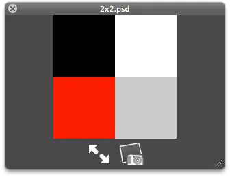 Fig 1. Photoshop 2 pixel wide by 2 pixel high square (zoomed)