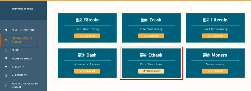 Genesis Mining - Distribución de Minado.