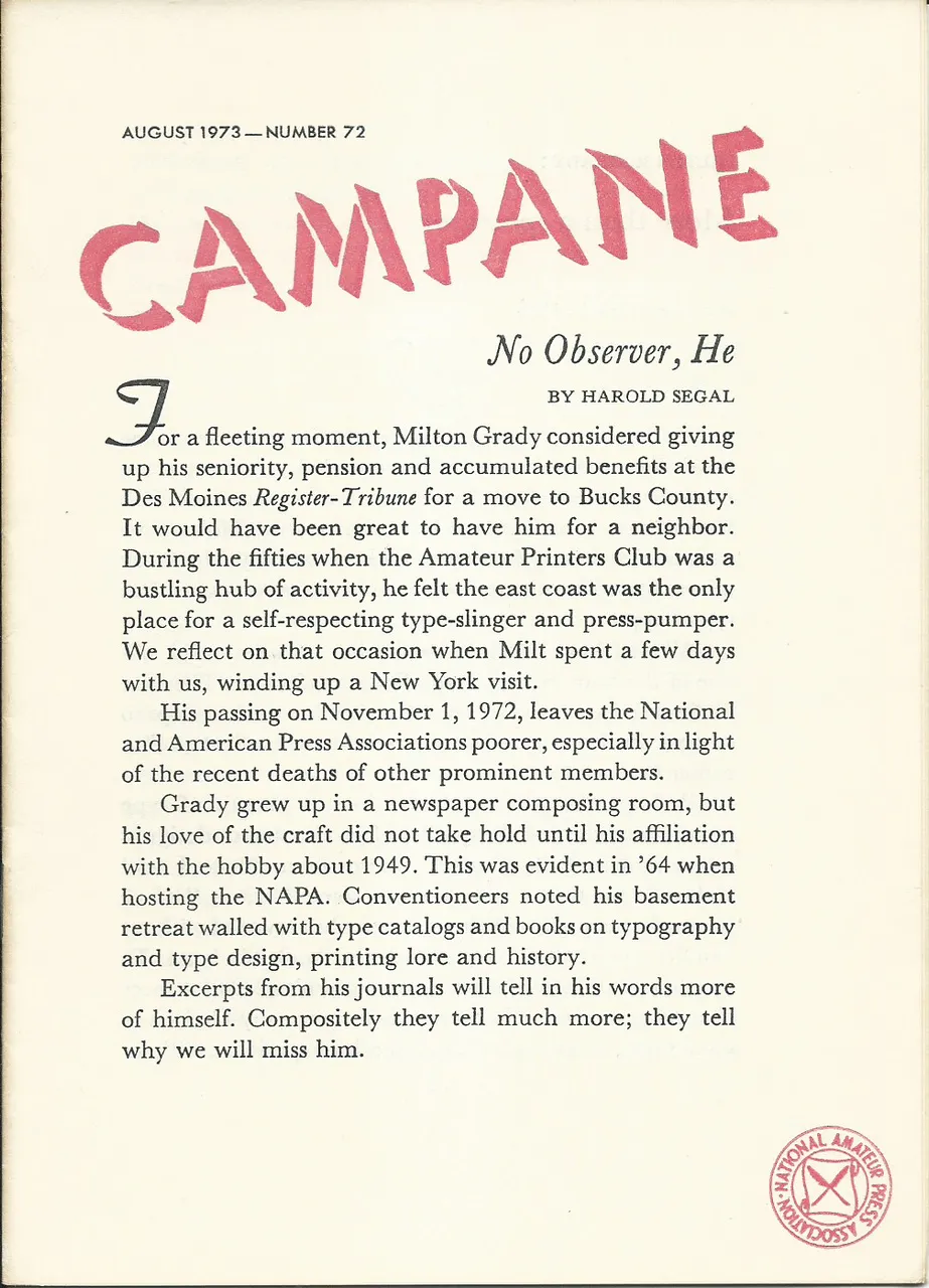 Campane - Number 72, August 1973 - Page 1.png