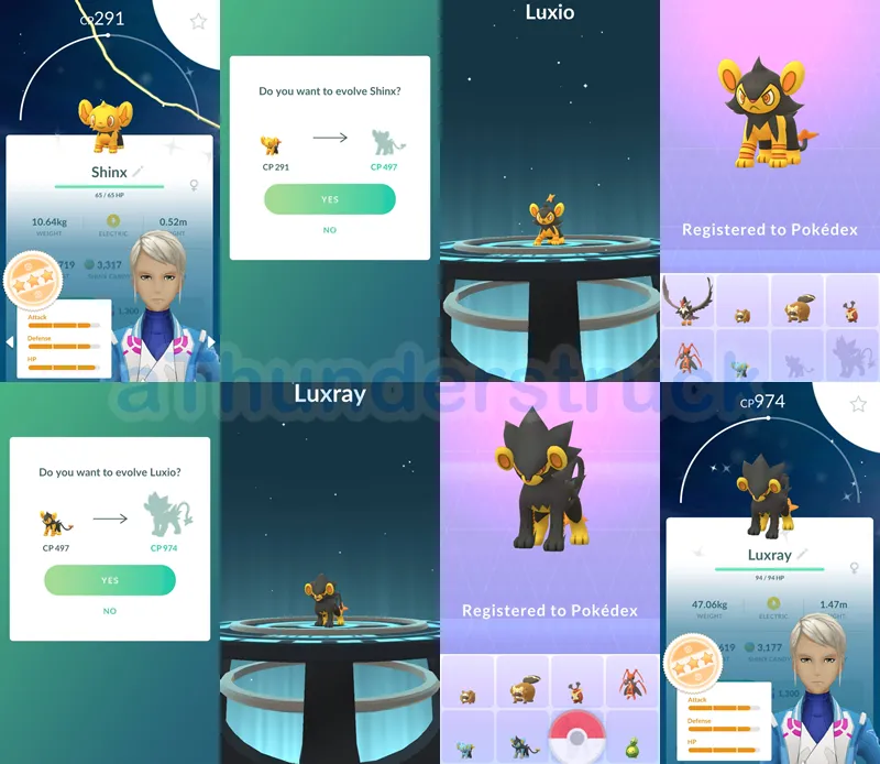 Shiny Luxio and Shiny Luxray Pokédex Registry.png