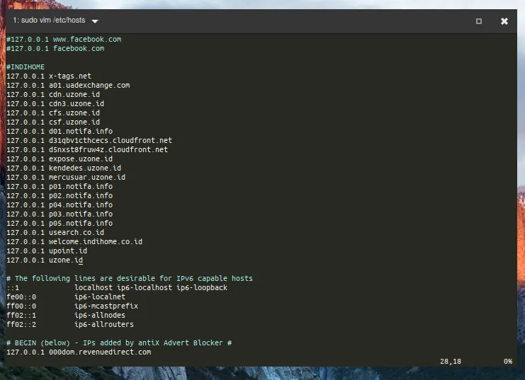 Ini adalah list hostfile rekomendasi dari bang teguh, anti tracking indihome