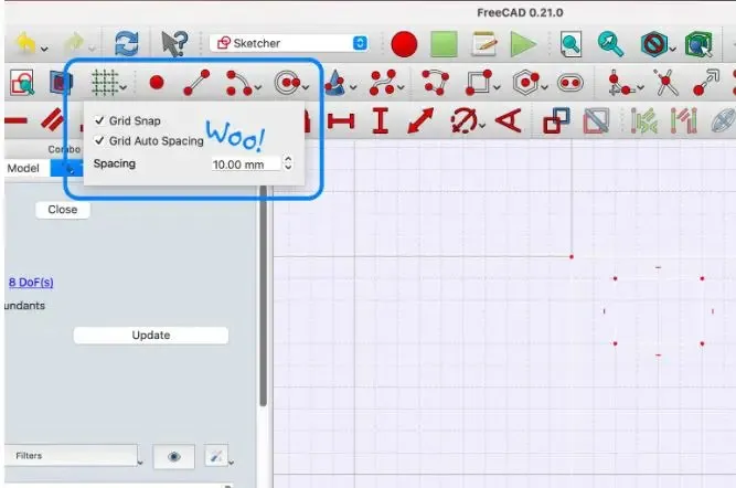 FreeCAD Grid Sketching