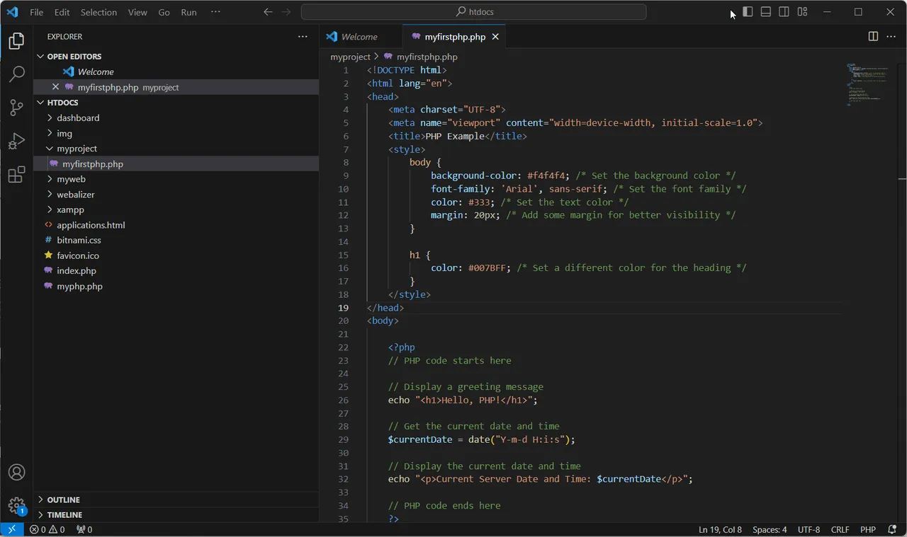 PHP-code-example-to-run-in-XAMPP-VSCODE