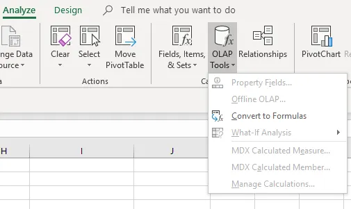 PIvot tables OLAP Tools