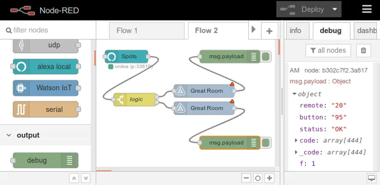 Node-RED visual design system for home automation