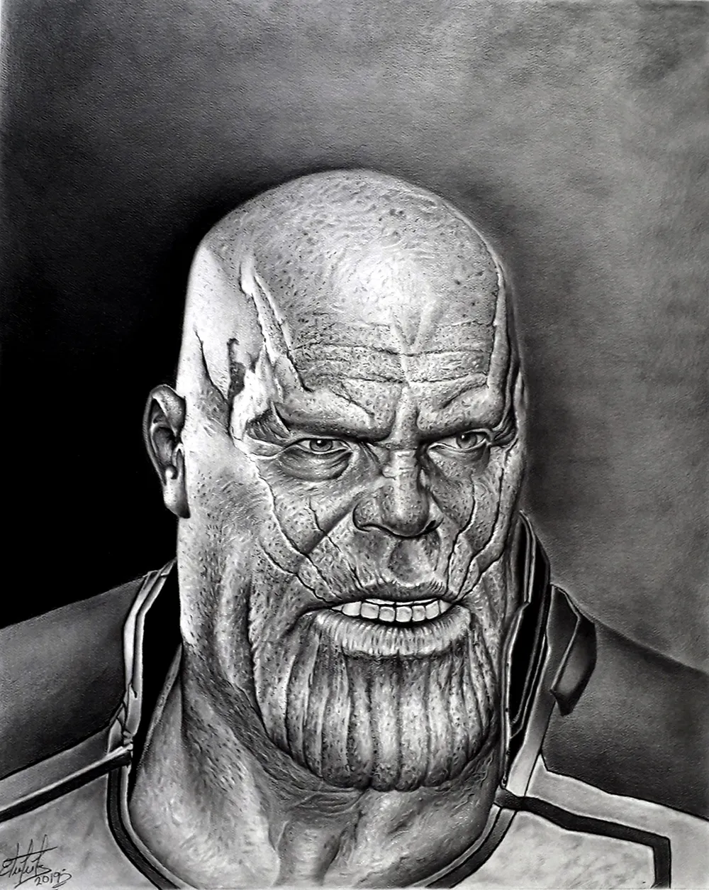 I inked my Thanos drawing, hope you like it! : r/Marvel