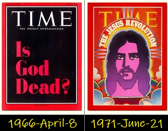 TIME magazine covers from 1966-April-08 and 1971-June-21