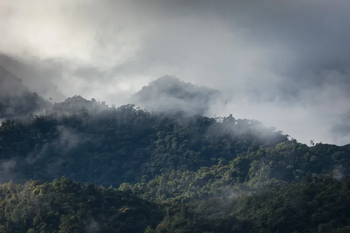 Morning mood with clouded hills