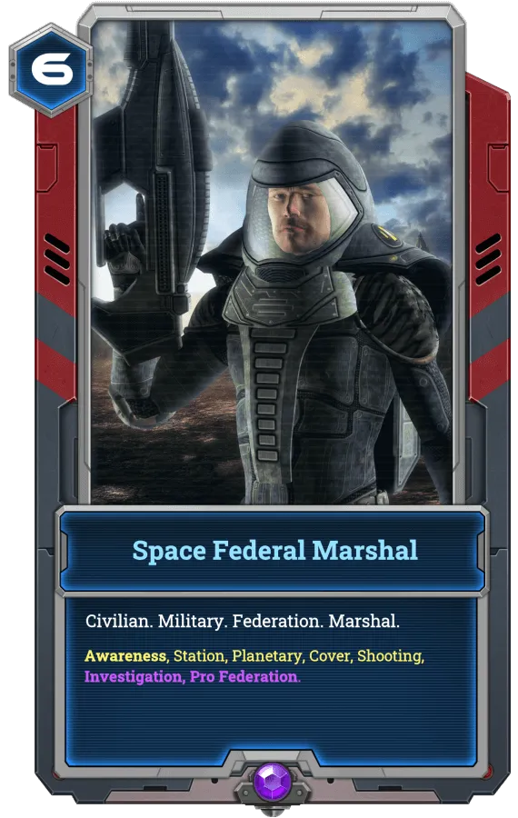 You will notice some cards have several factions. Alanna Vos is a legendary card of the Federation.