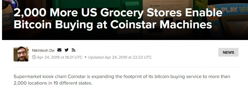 CoinDesk HEADLINE - 2000 US Grocery Stores get bitcoin buying.jpg