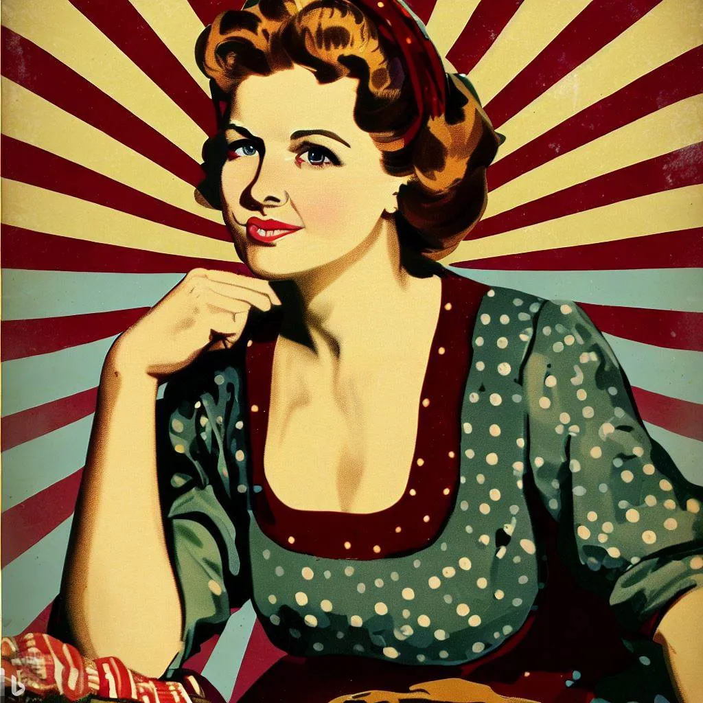 poster art, soviet propaganda, female home maker