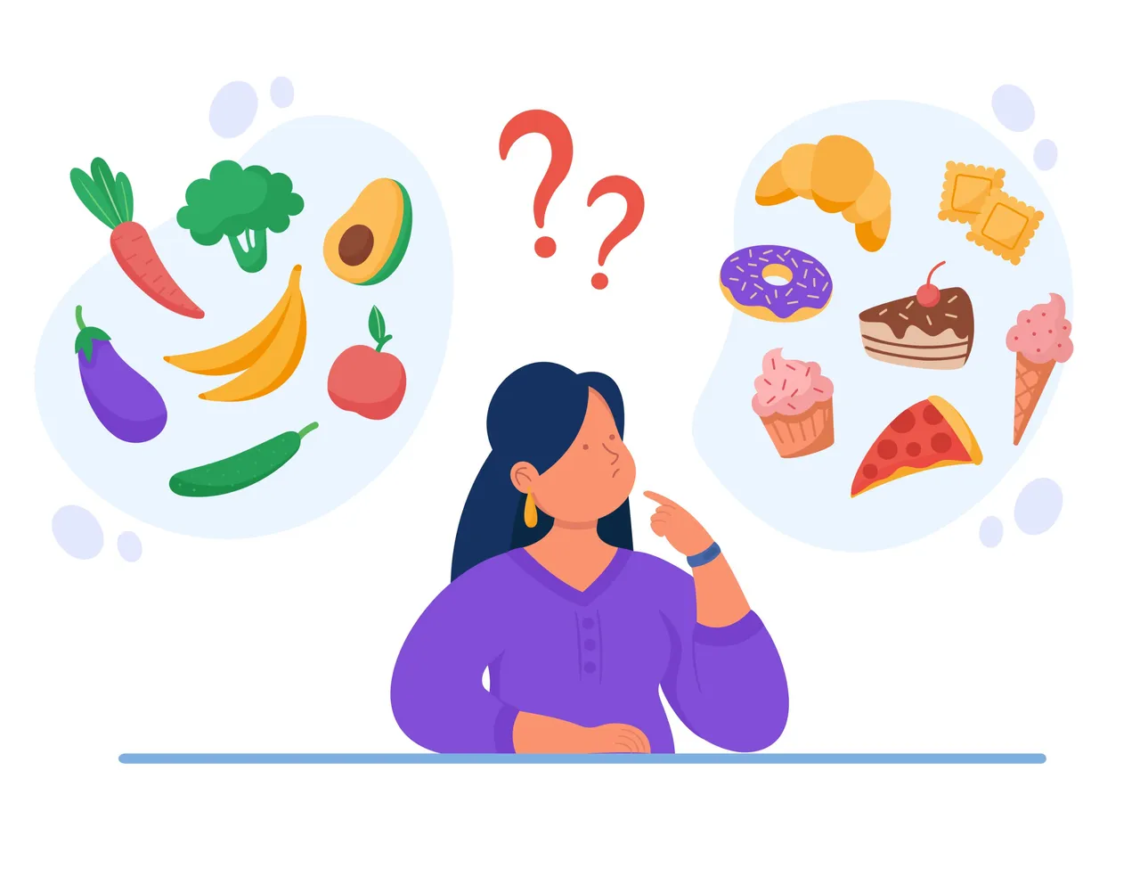 Healthy vs unhealthy food vector flat illustration.jpg