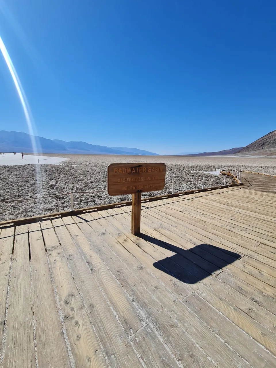 Badwater Basin is 282 Feet/855 meters below sea level.