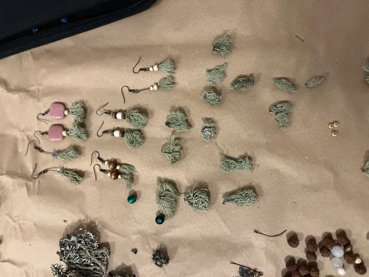 Crafting Natural Jewelry, here some earrings I made from Lichen