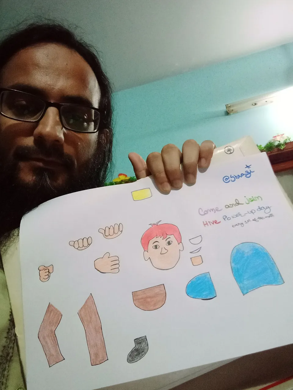 Selfie with my hand drawing