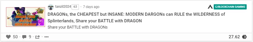 DRAGONs, the CHEAPEST but INSANE: MODERN DARGONs can RULE the WILDERNESS of Splinterlands, Share your BATTLE with DRAGON