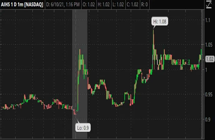 penny stocks chart AIHS stock