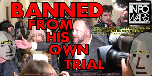 alex jones banned from his own trial