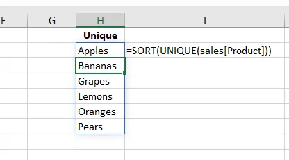 sort function in excel