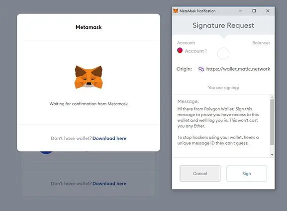 Agree to the signature request on MetaMask.