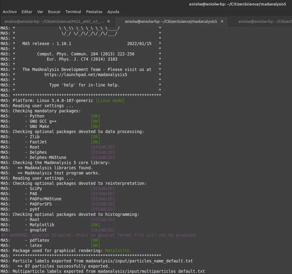 Matplotlib ya está instalado y enabled