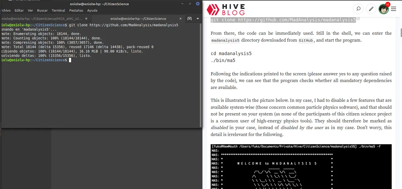 Downloading MadAnalysis5 from GitHub according to the instructions