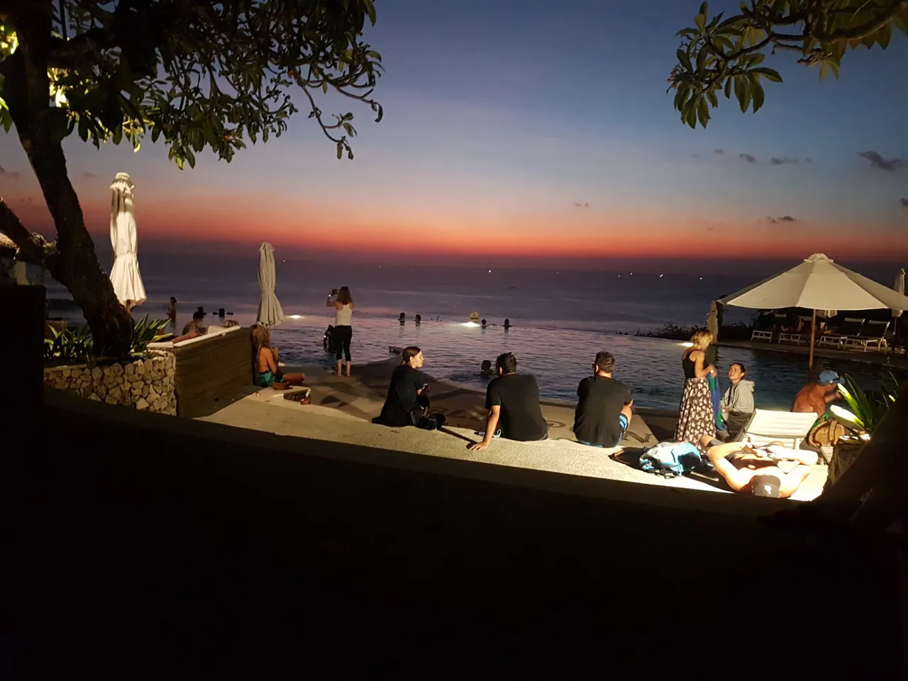 Sunset over the pool at Blue Point Resort.