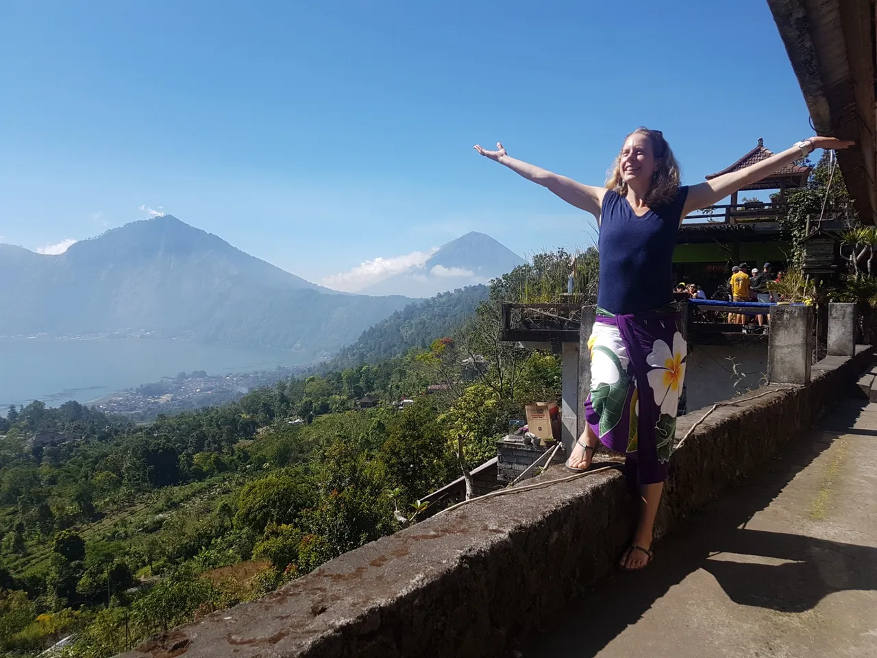 This was a short coffee stop on the way back from Kintamani. You can just see Lake Batur (middle left), Mt Abang (above lake, closest to the front) and Mt Agung (in the distance).