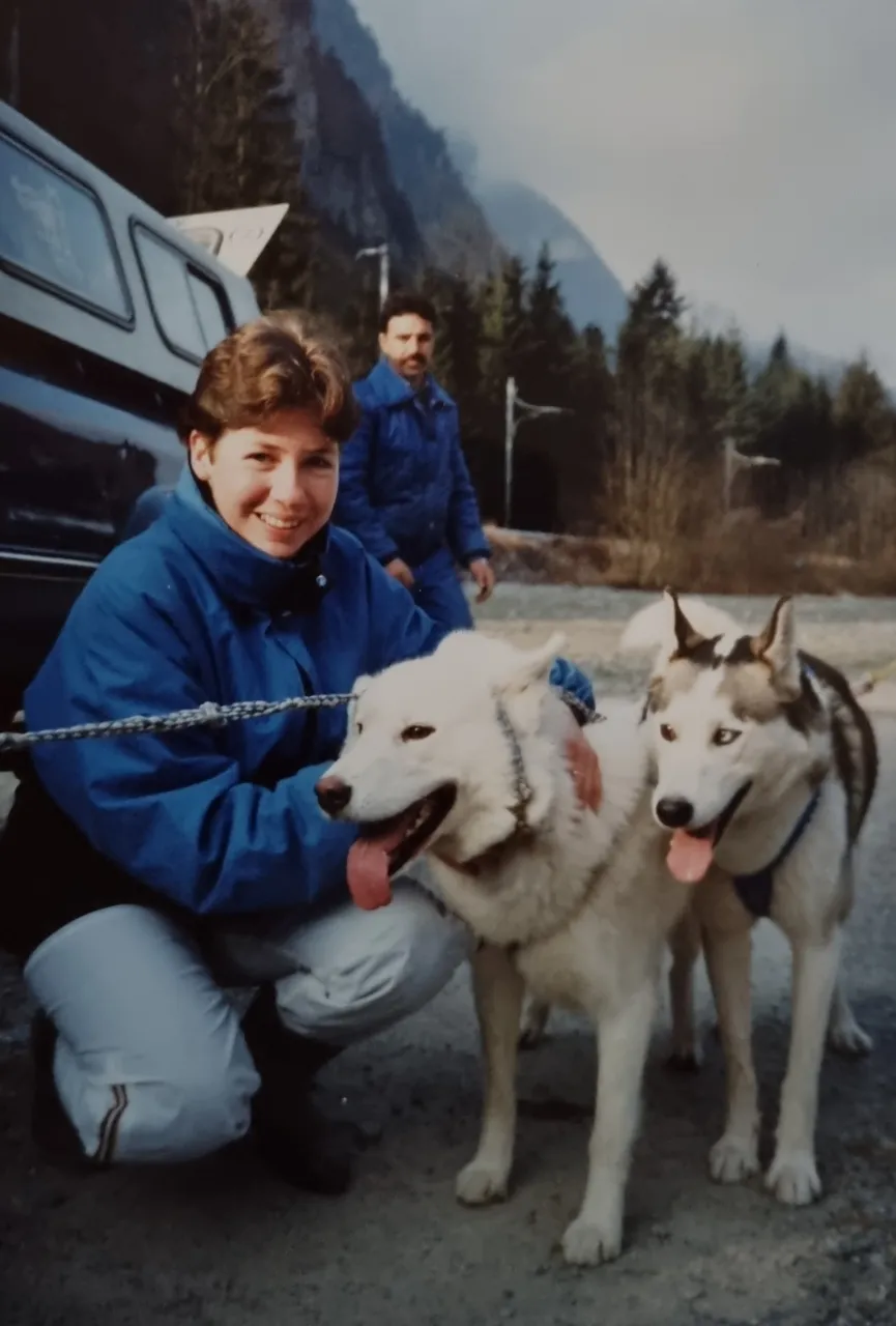 Pascale worked at a hotel and the hotel owner had huskie dogs. One morning we took them out for a run. They looked pretty cute and friendly but while setting up the sled things got out of control and the dogs started attacking each other. As an untrained tourist I was not supposed to be doing anything until I saw the handlers were out numbered and could not control all the dogs, so I quickly ran over, one of the dogs jumped at me so I just instinctively punched it in the face. Amazingly straight after that every dog just stopped barking and snapping and stood still. That night at the local pub when I walked in everyone stopped and looked. My friend had to translate but word had got around, I was some sort of Crocodile Dundee charter from Australia and as good with animals LOL