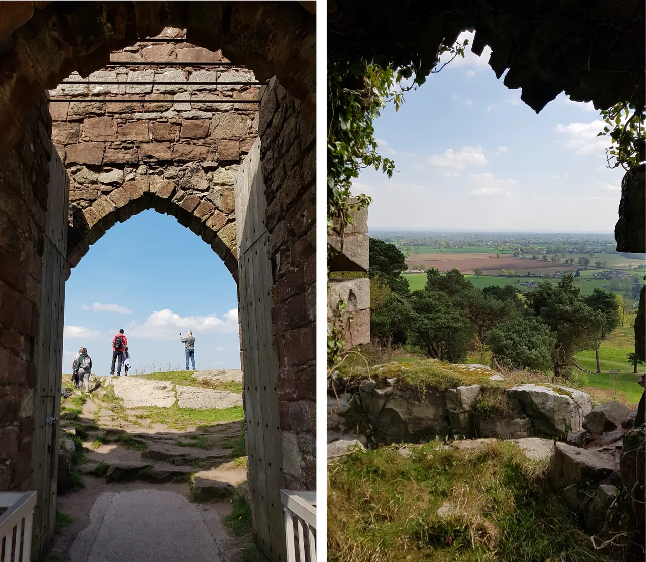 A view through the main gates of the hillfort and across the plains from a window of the ruins.