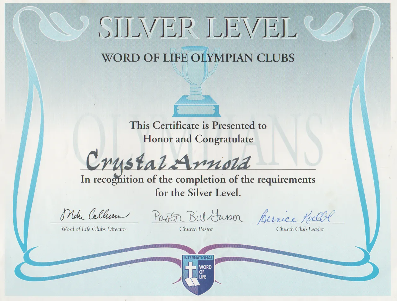 2001 maybe - HCBC - Olympians - Crystal Arnold - Silver Level Completed.png