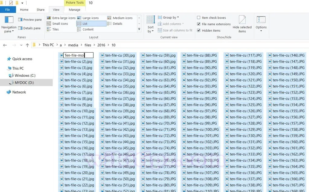 Đổi tên file, folder hàng loạt bằng Windows Explorer
